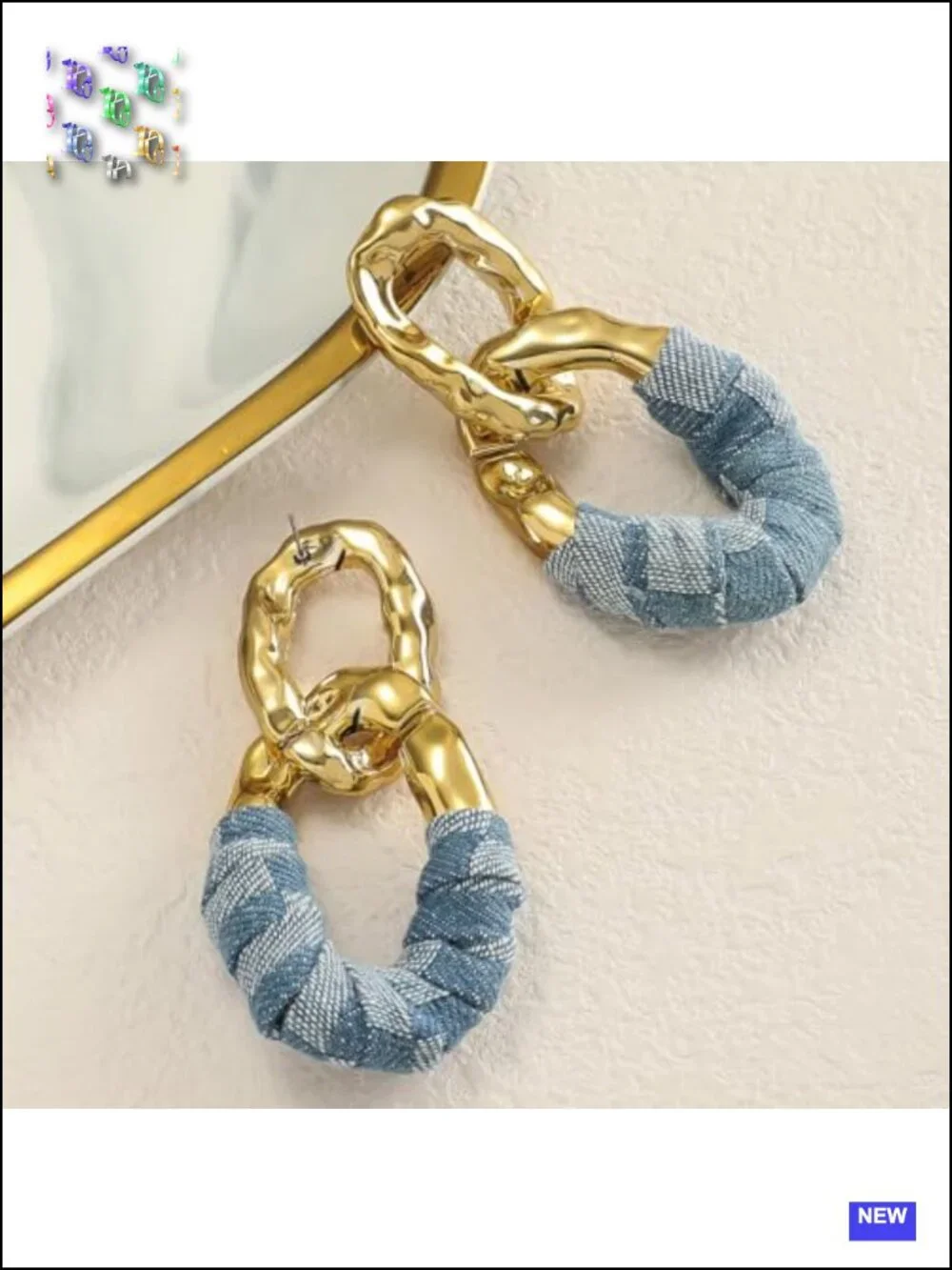 Chunky Gold Acrylic Chain Statement Earrings Dangle Drop Wrap Leather